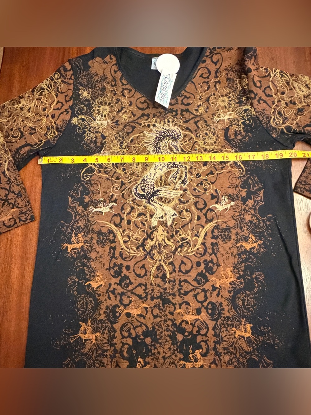 NWT Cactus Bay Western Horse Rhinestone Top | Tribal Print | Estate Find - Picture 3 of 7